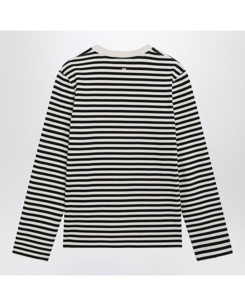 AMI Black Ivory Striped Ami De Coeur T-Shirt