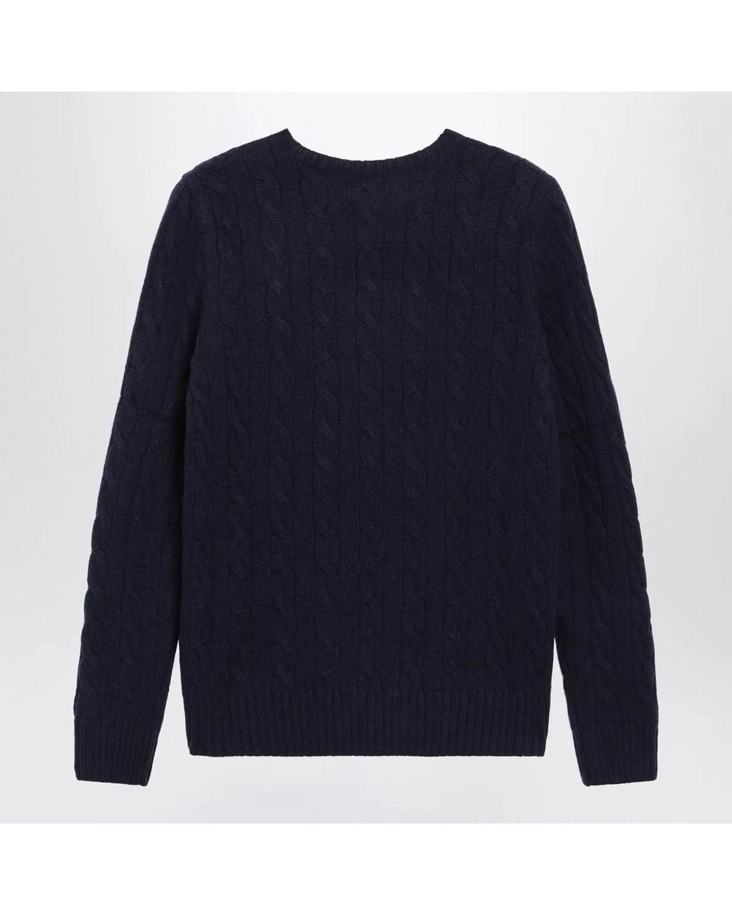 Polo Ralph Lauren Blue Crewneck Cable-Knit Wool And Cashmere Sweater