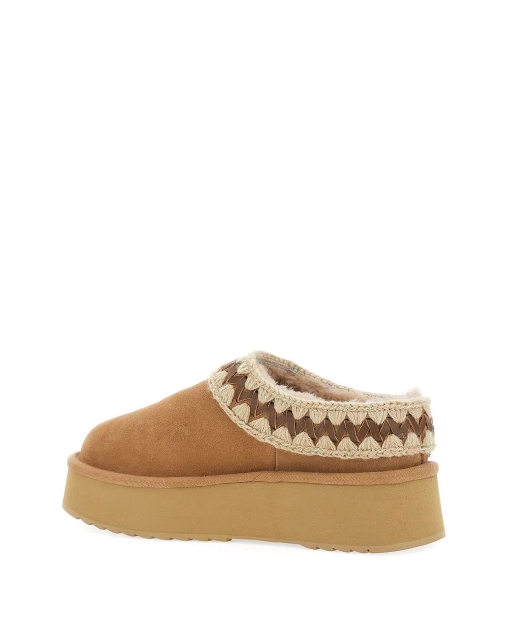 Mou Brown Platform Clog Suede Slippers