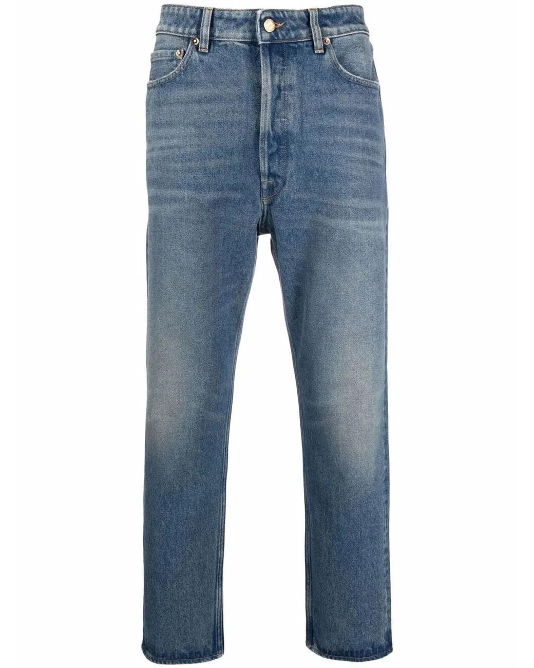 Golden Goose Deluxe Brand Blue "Golden M's Happy" Medium Stone Washed Denim for men