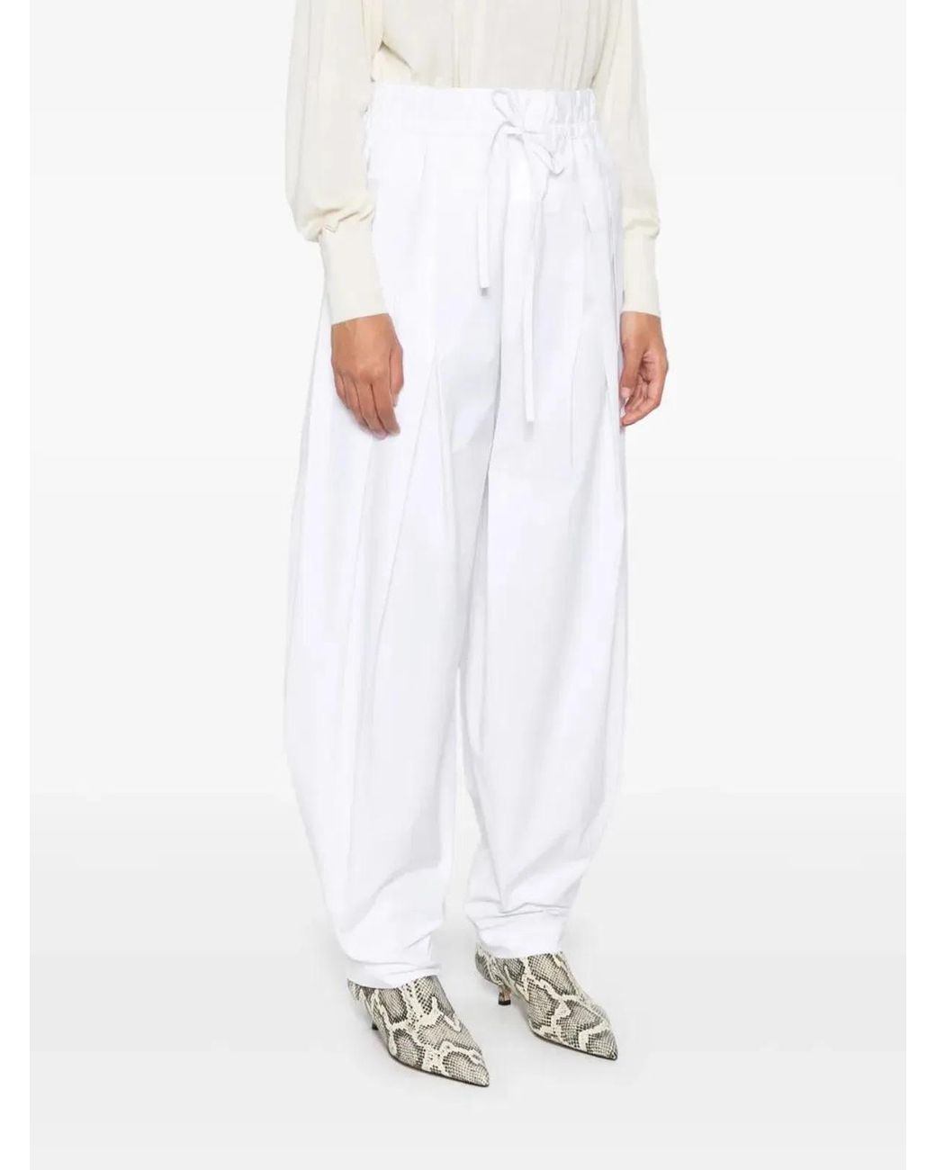 Jil Sander White Pantalon Tablillas Ajustables