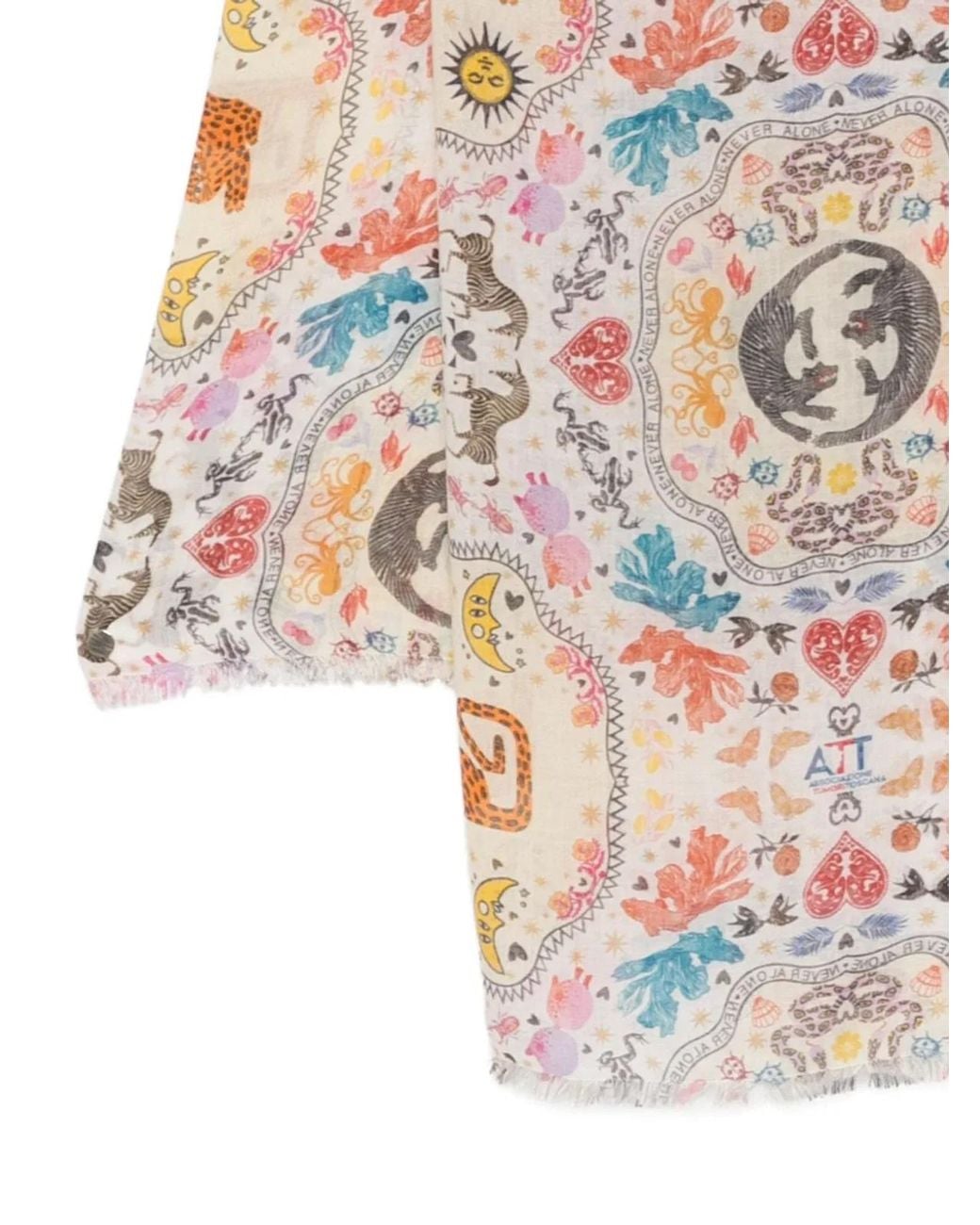 Faliero Sarti White Poly Silk Blend Stole