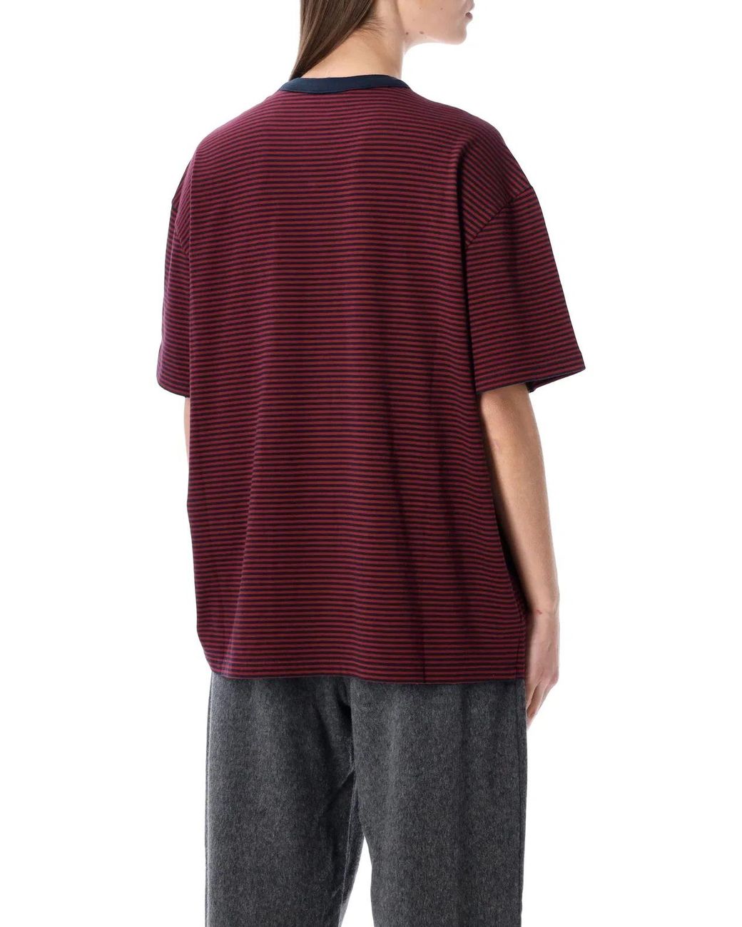 Prada Red Striped Oversized Jersey T-Shirt