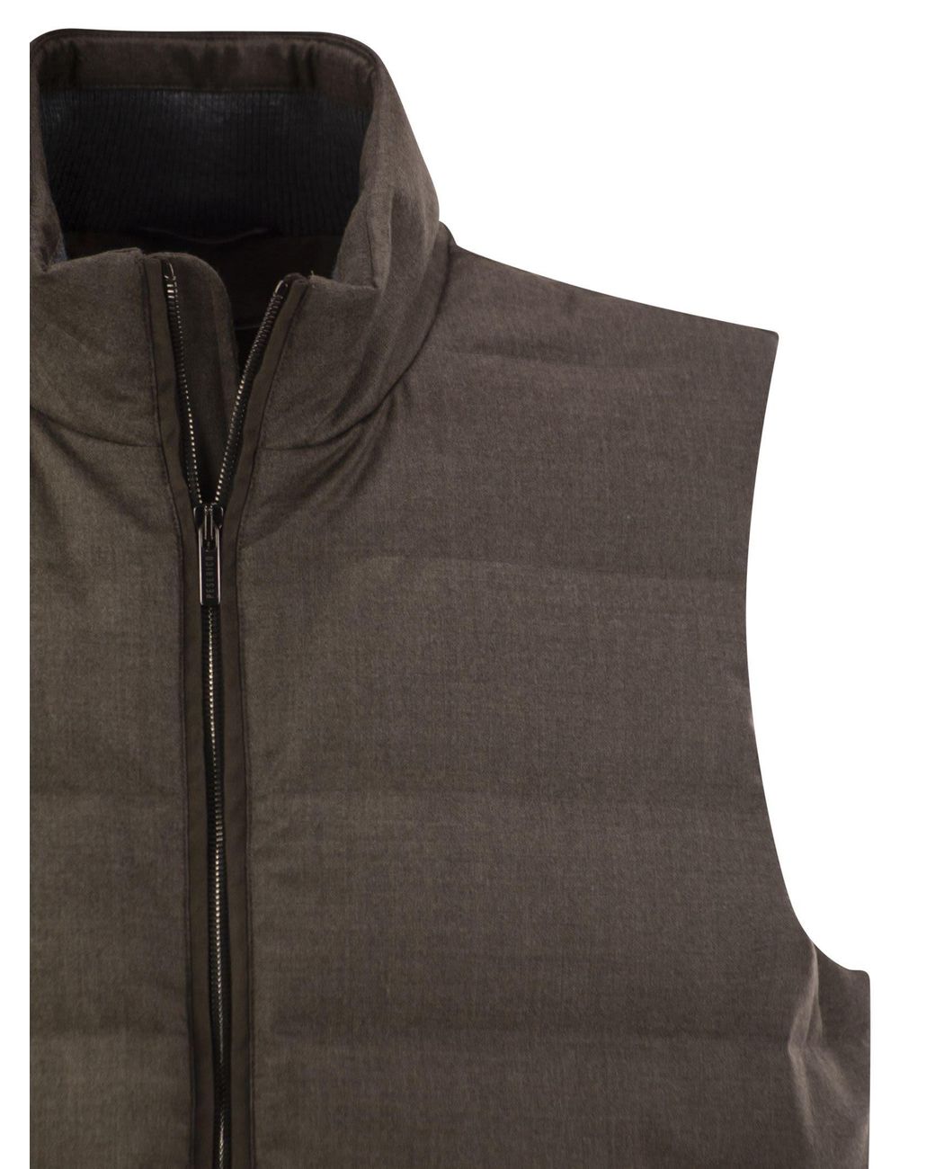Peserico Brown Wool Blend Padded Gilet With High Collar for men