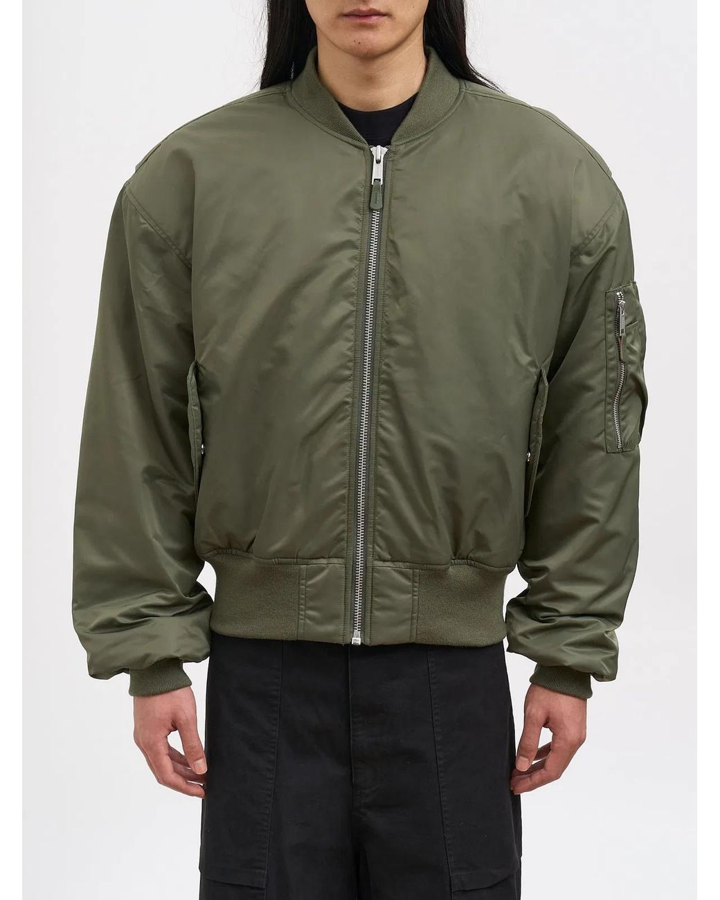 Entire studios Green Cropped Broad Khaki Bomber for men