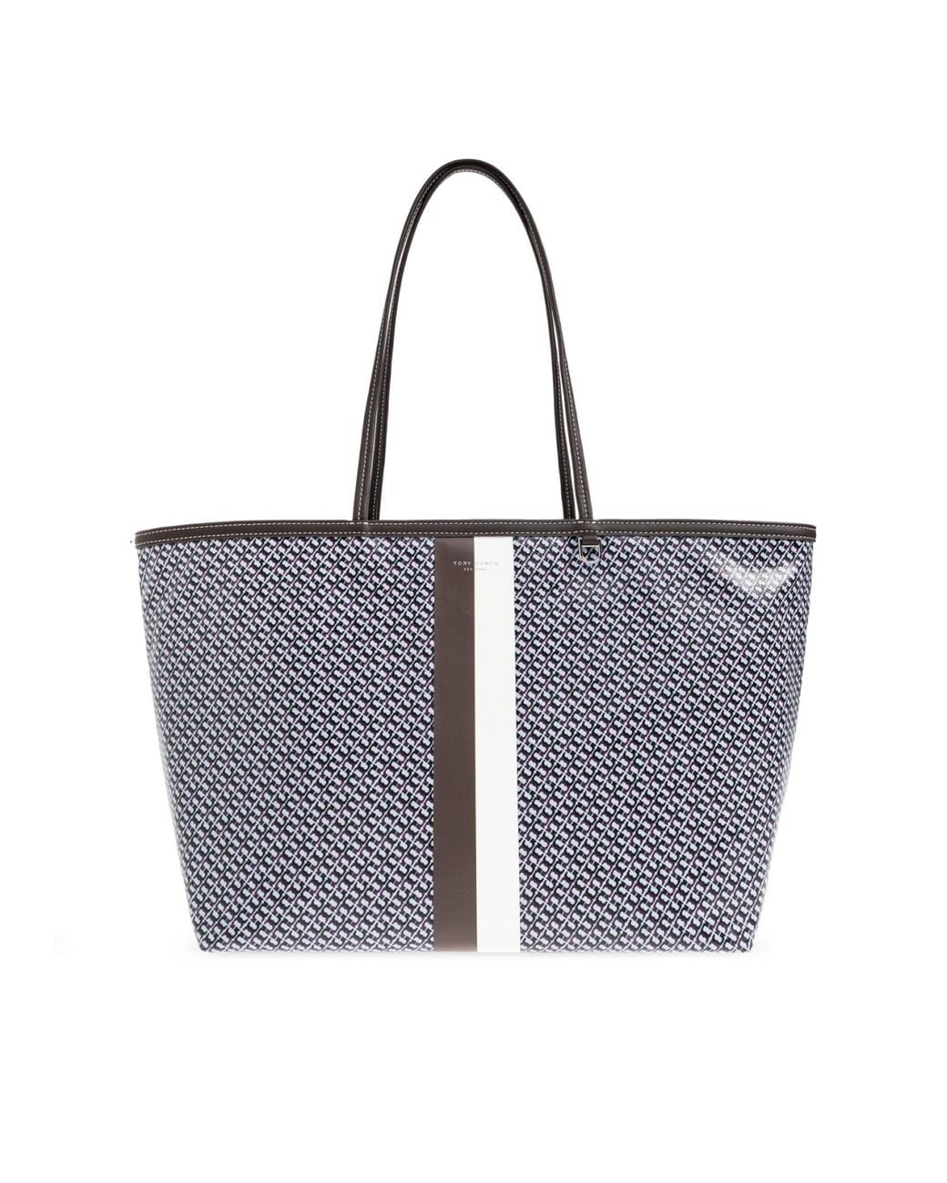 Tory Burch Blue The Racer Logo Tote Bag
