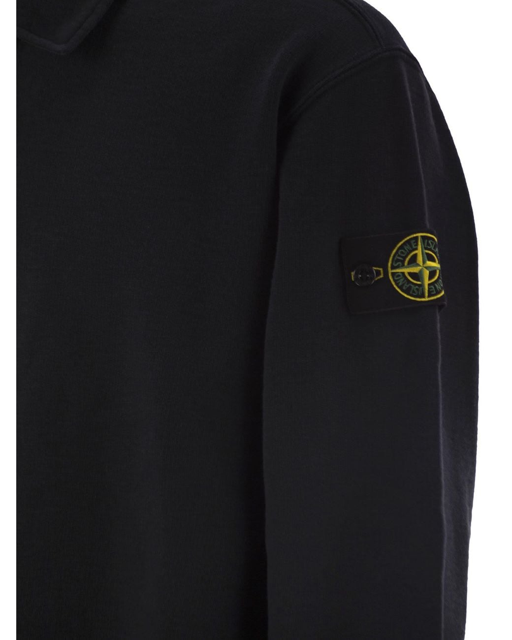 Stone Island Blue Cotton Sweatshirt With Polo Collar for men