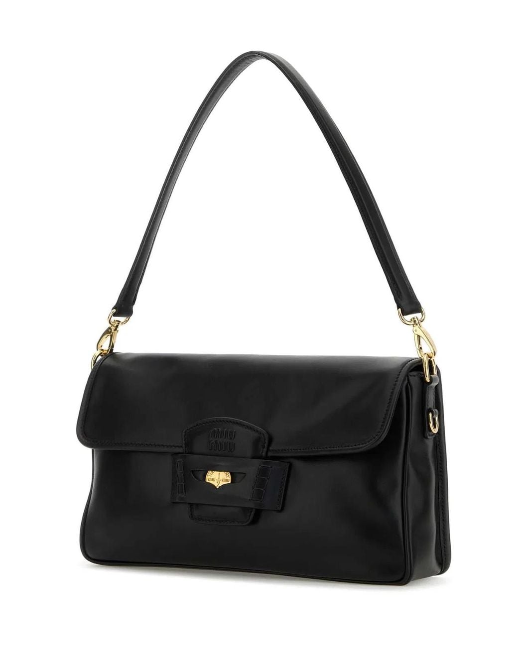 Miu Miu Black Leather Penny Shoulder Bag