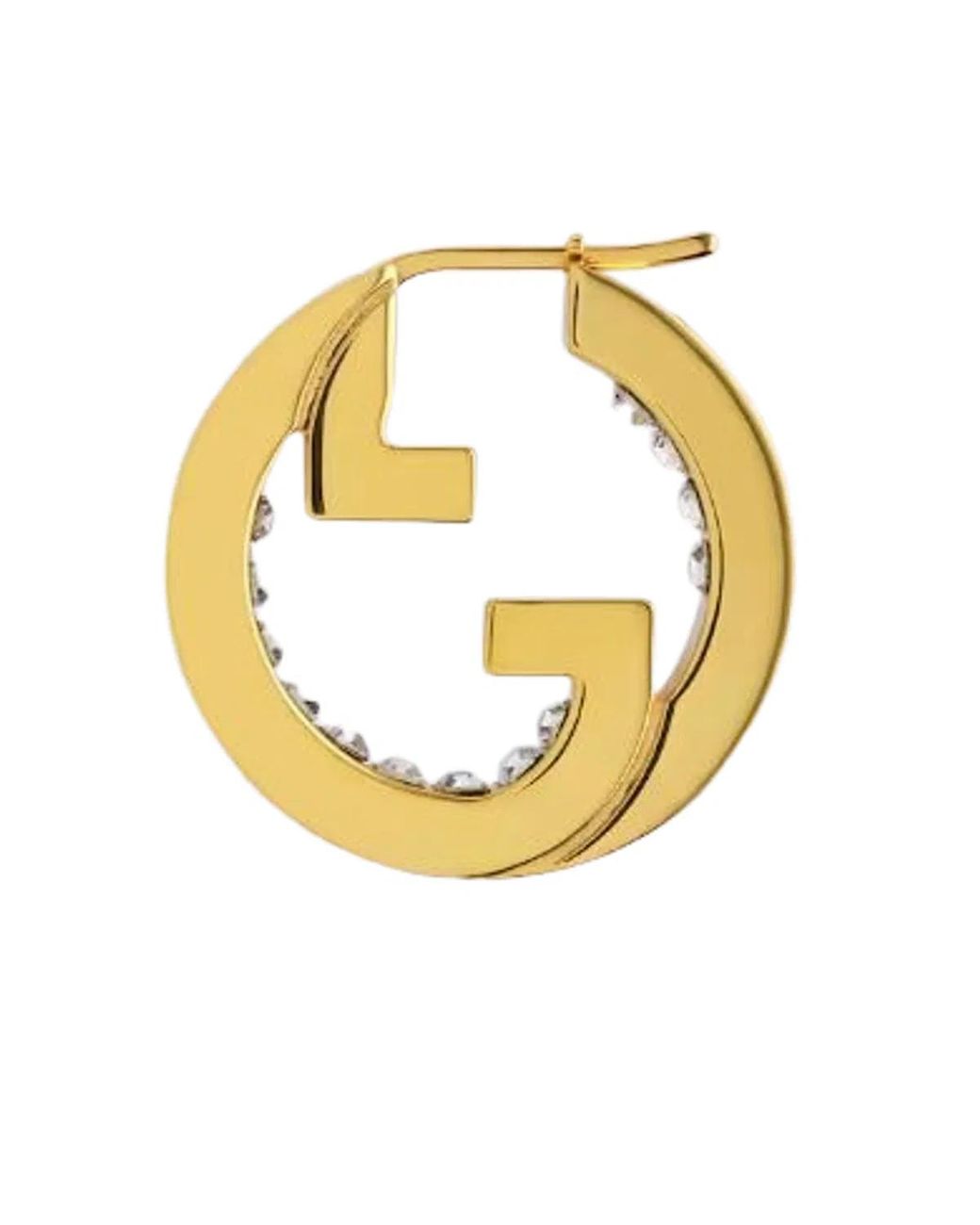 Gucci Black Hoop Earrings With Crystals