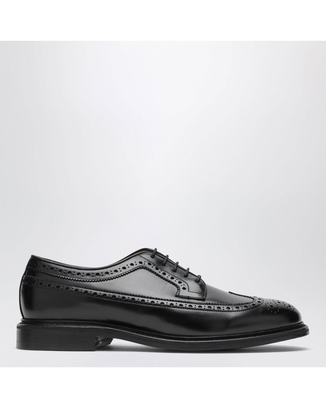 BERWICK 1707 Black Leather Derby Shoes for men