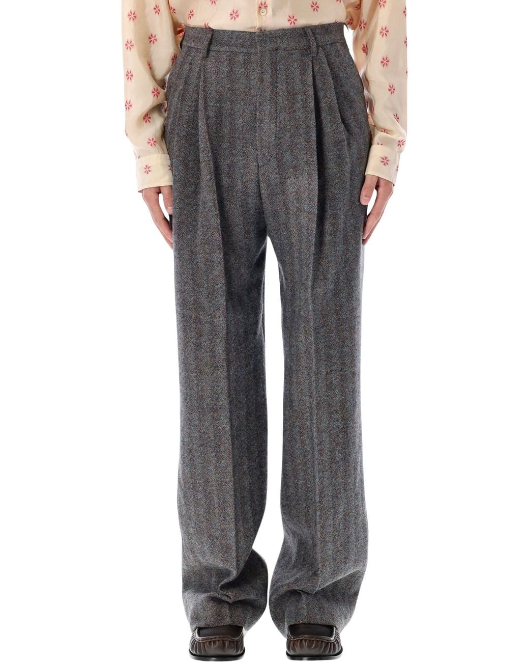 Dries Van Noten Gray Panrom Wool Trousers for men