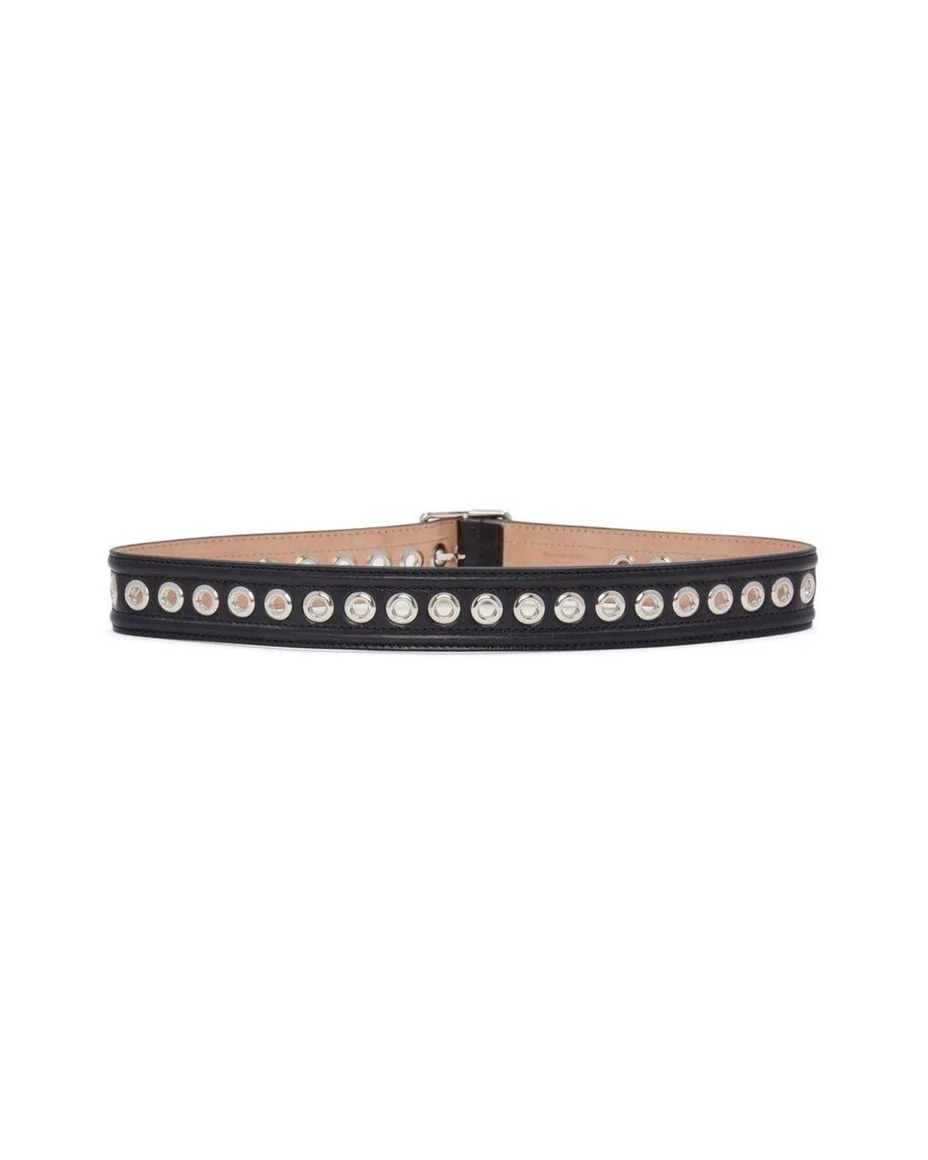 McQueen Black Eyelet Belt