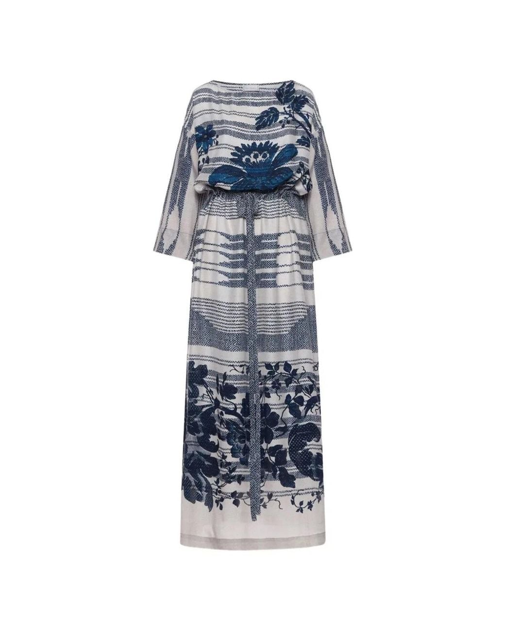 Pierre Louis Mascia Blue Printed Silk Dress