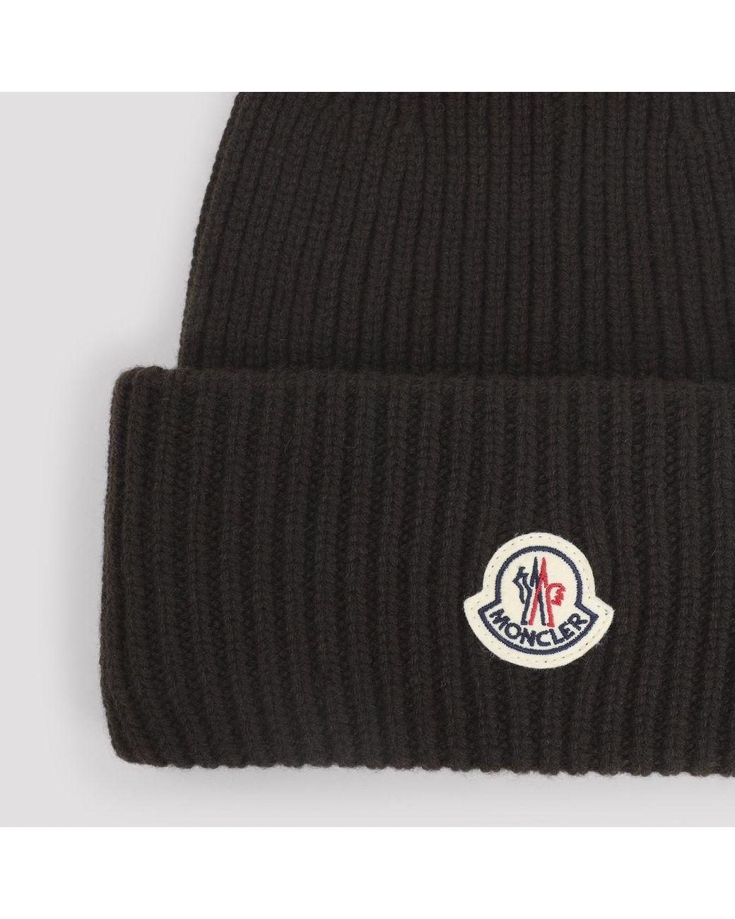 Moncler Black Virgin Wool Hat for men