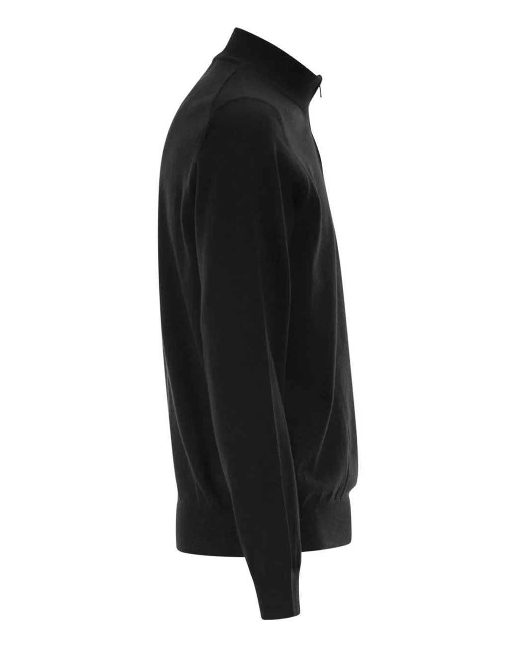 Boss Black Virgin Wool Jumper With Zip Collar for men
