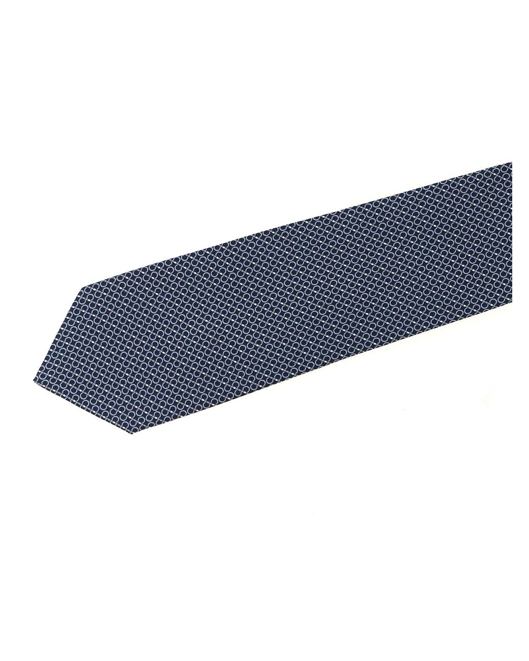 Ferragamo Blue 'Gancini' Print Tie for men