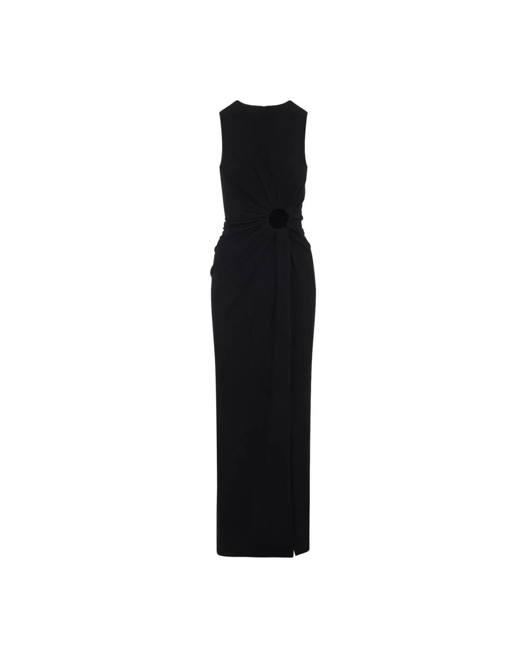 Max Mara Black Spxsaletta – Long Stretch Jersey Dress With Draping And Cut-Out