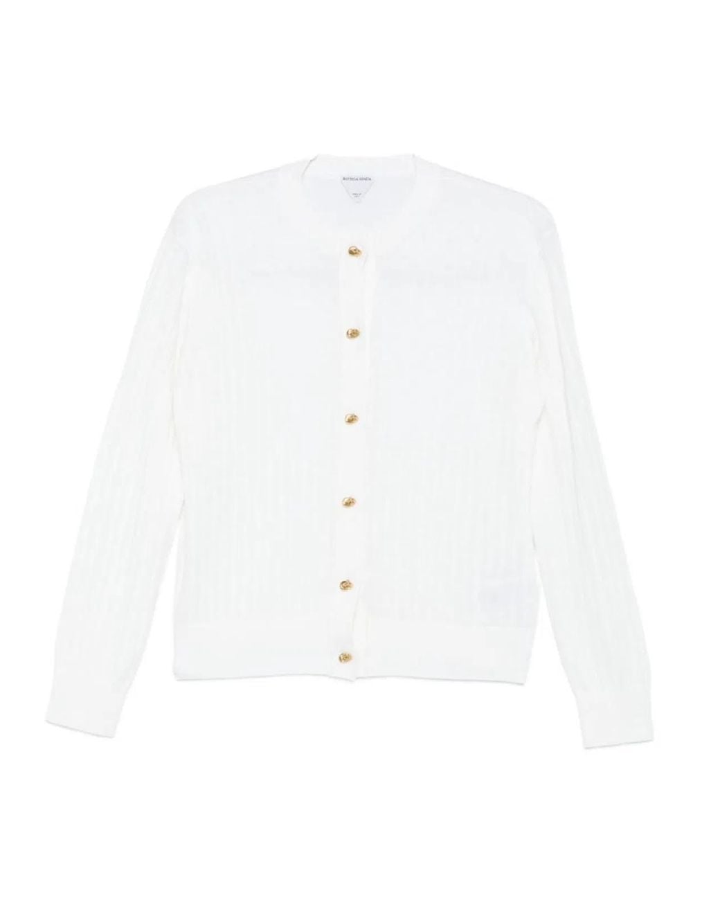 Bottega Veneta White Bottega Veneta Fine Knit Wool Cardigan