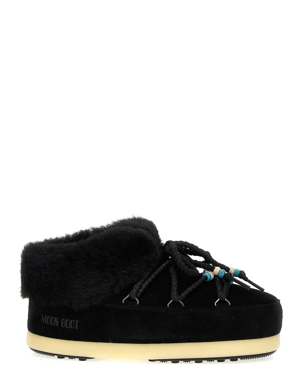 Moon Boot Black 'Mule Suede Beads' Ankle Boots