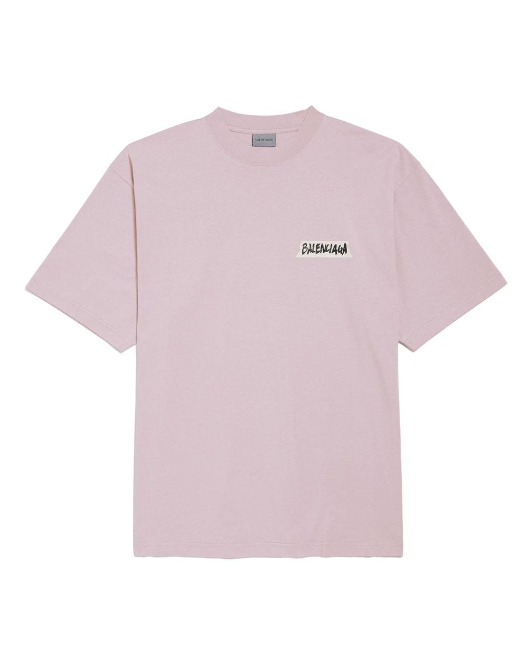 Balenciaga Pink T-Shirt Masking Tape Vestibilità Media