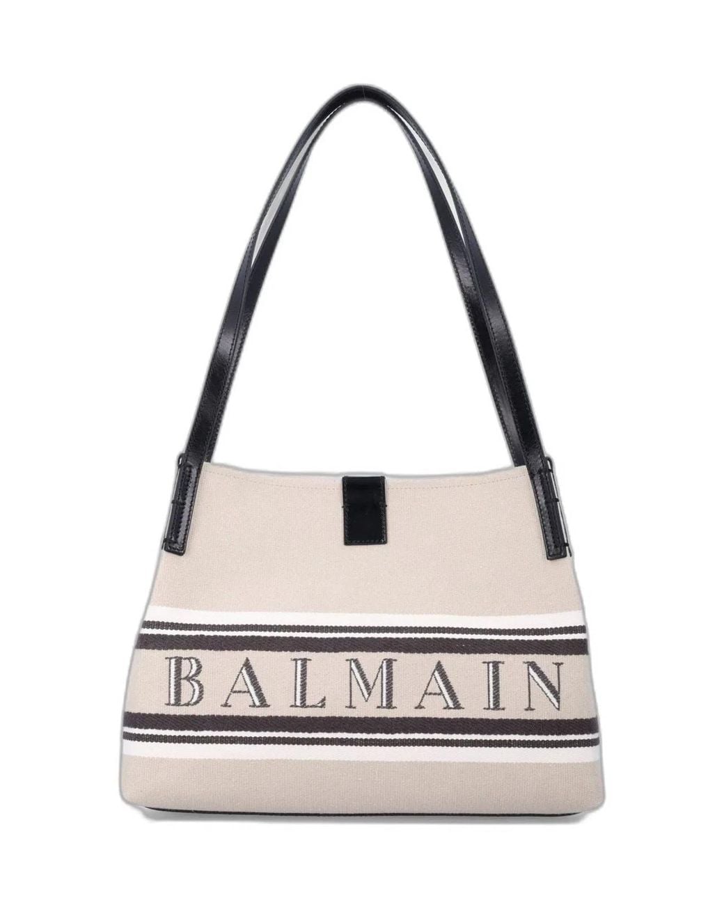 Balmain White Release Shopper Bag