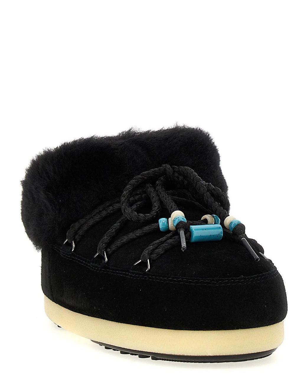 Moon Boot Black 'Mule Suede Beads' Ankle Boots