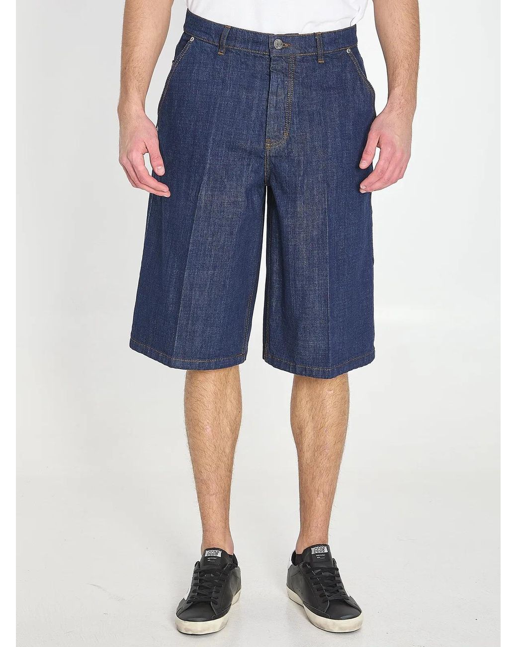 AMI Blue Denim Bermuda Shorts for men