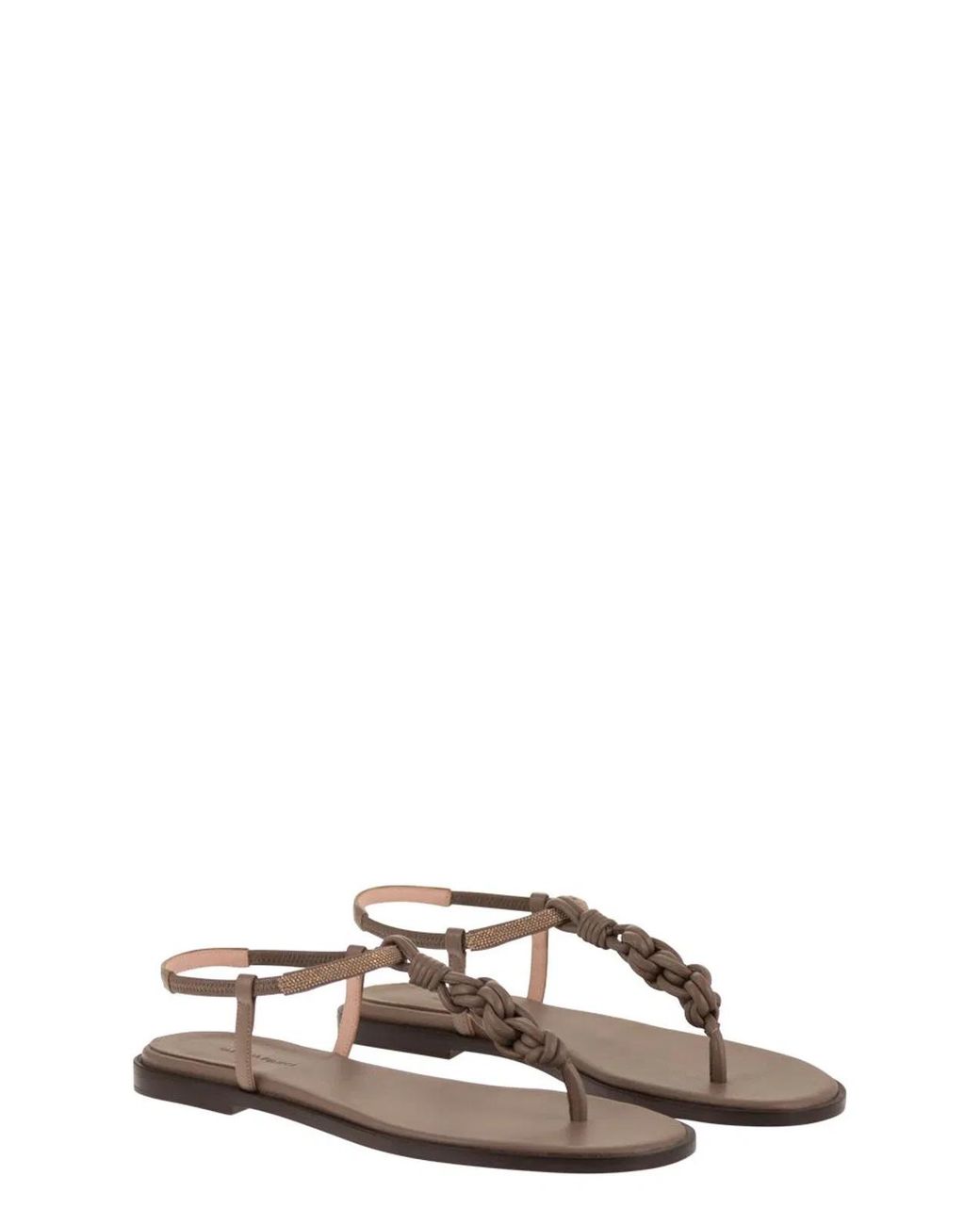 Fabiana Filippi Black Leather Thong Sandals With Braided Detail