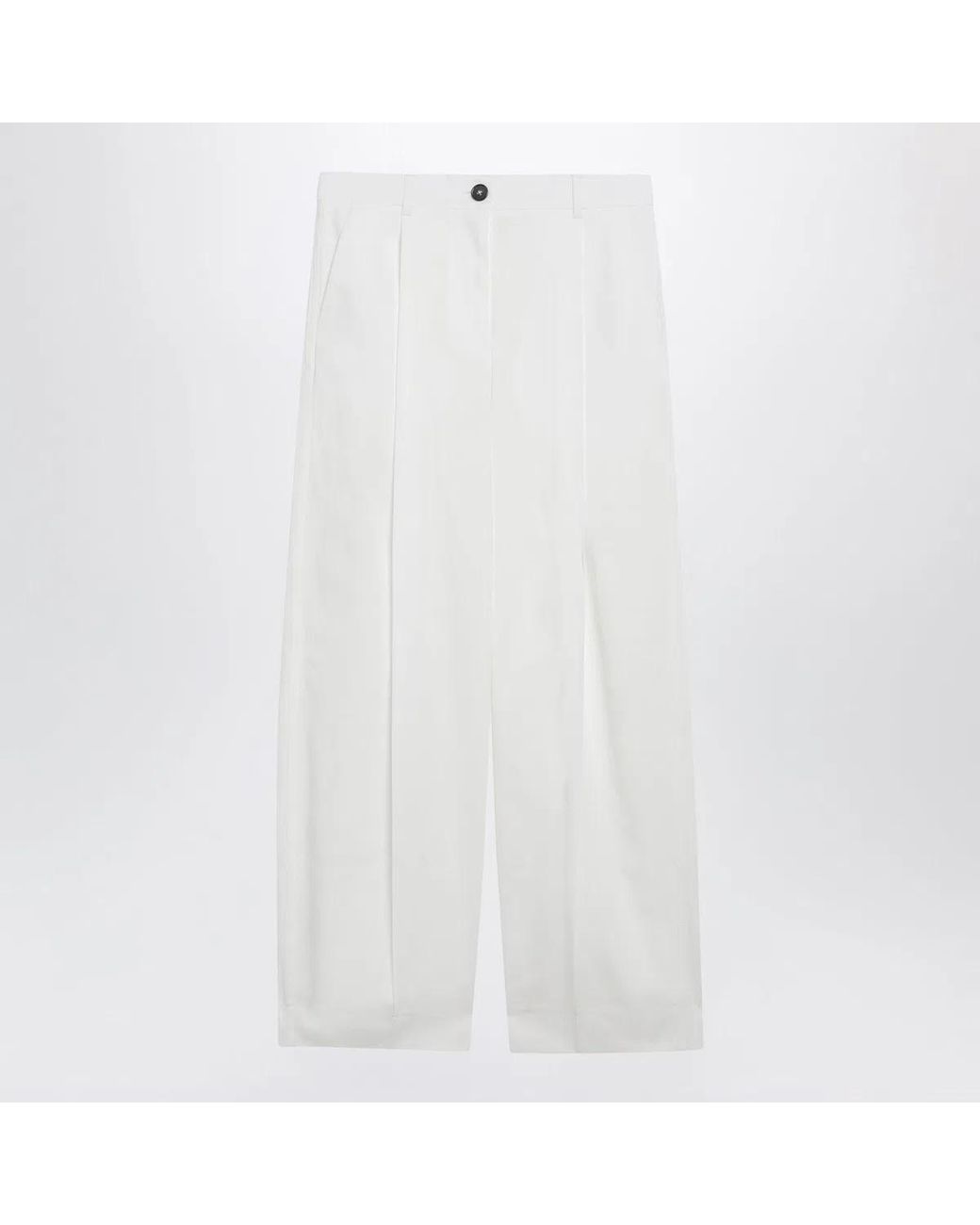 Totême White Singlepleat Organic Cotton Trousers