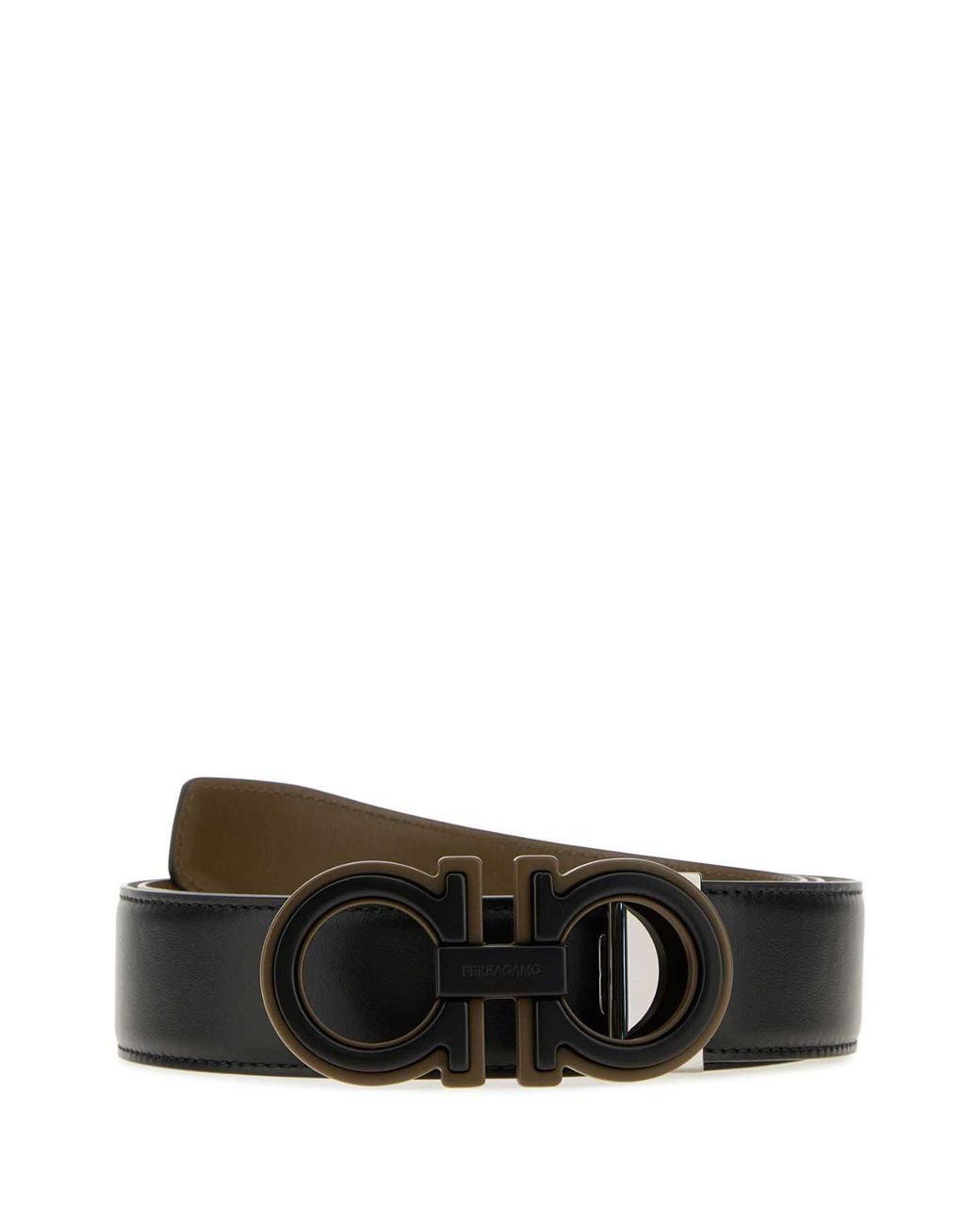 Ferragamo Black Double Iconic Hook Belt Buckle With Motion Detail for men