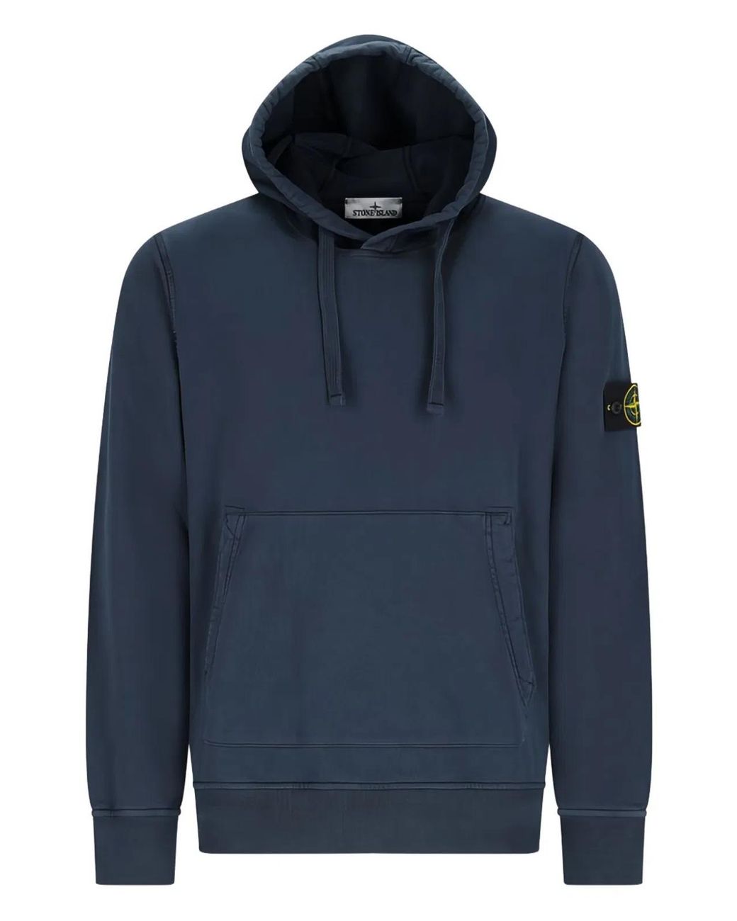 Stone Island Blue Logo Cotton Hoodie for men