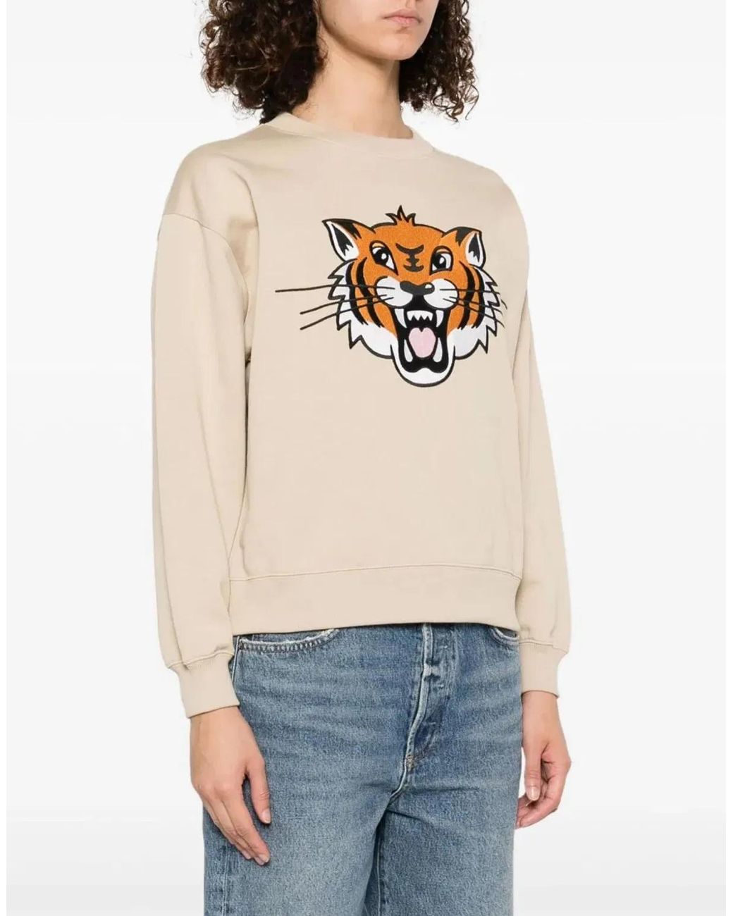 KENZO White Happy Tiger Logo Sweatshirt