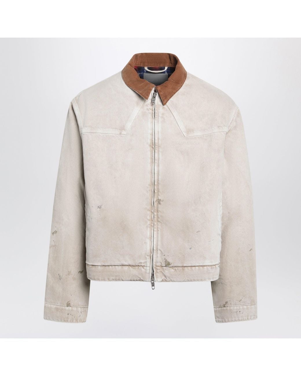 Balenciaga White Vintage-Effect Cotton Zip-Up Jacket for men