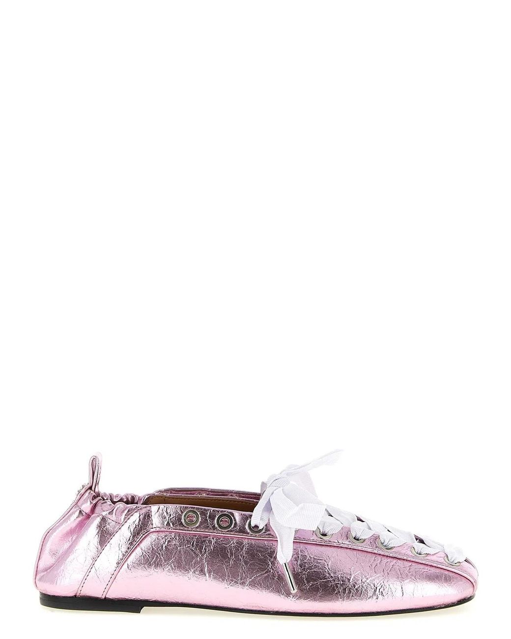 Ganni White 'Lace-Up' Ballet Flats
