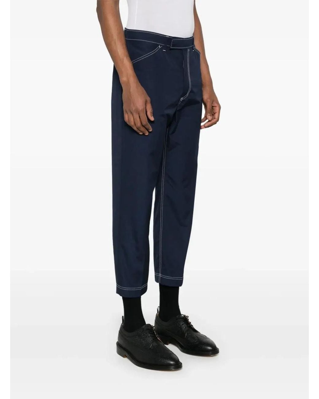 Thom Browne Blue Prestitched Pants for men