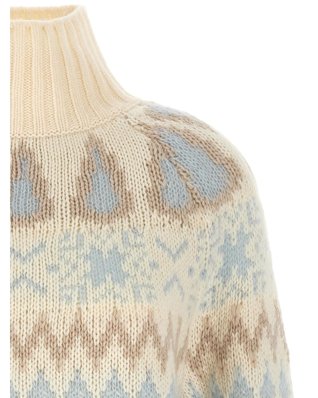 Herno Natural Wool And Cashmere Sweater With Intarsia