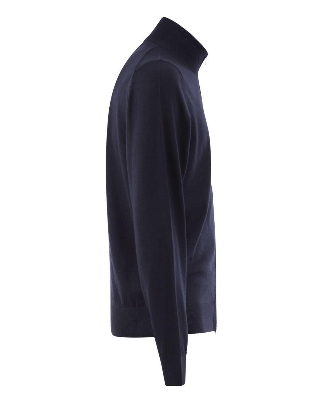 Boss Blue Pure Virgin Wool Zip-Up Cardigan for men