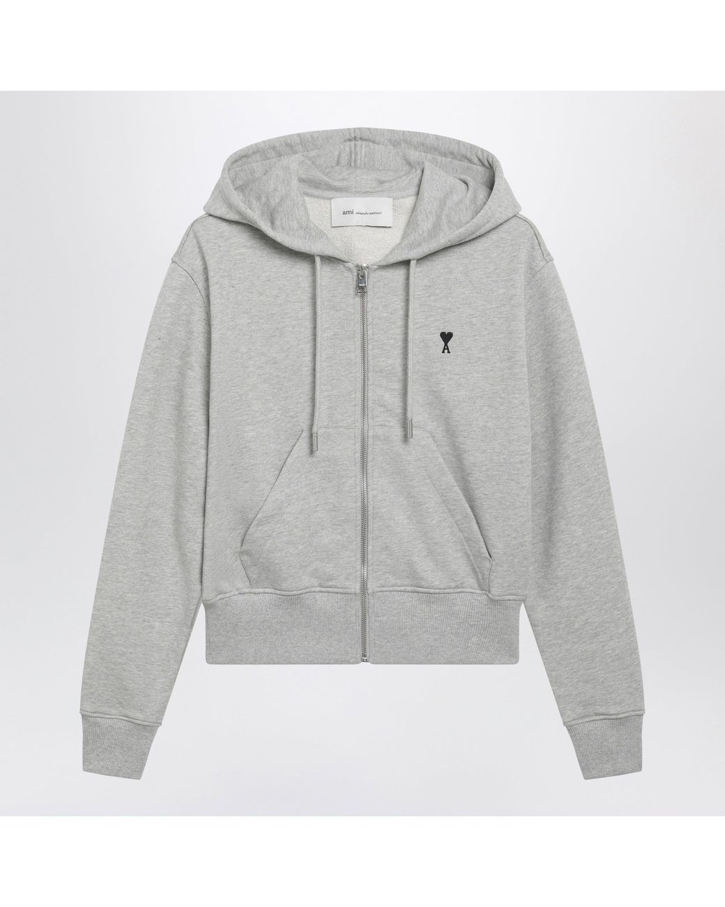 AMI Gray Light Ami De Coeur Zip-Up Sweatshirt
