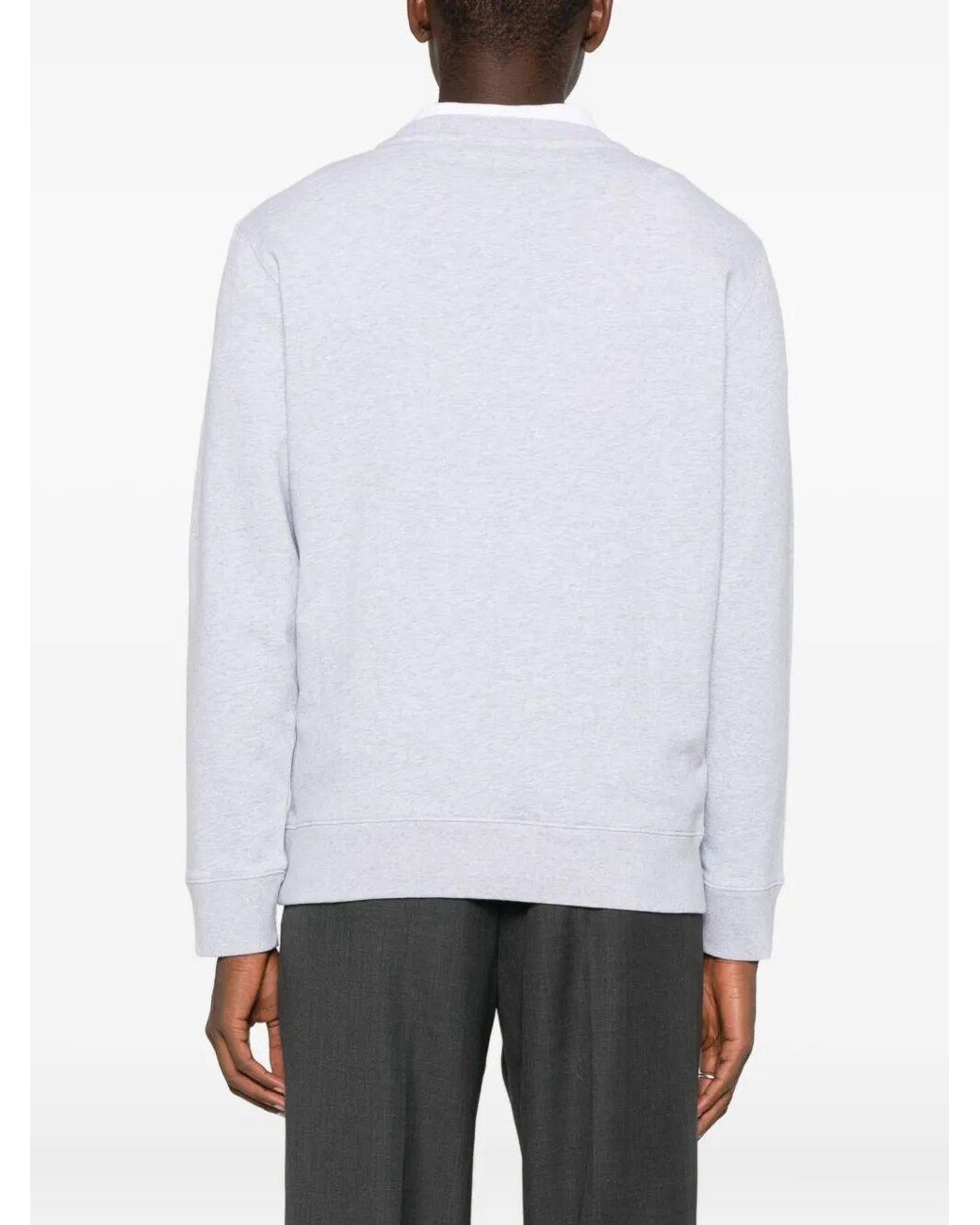 Maison Kitsuné White Maison Kitsuné Fox Head Ccotton Crewneck Sweatshirt for men