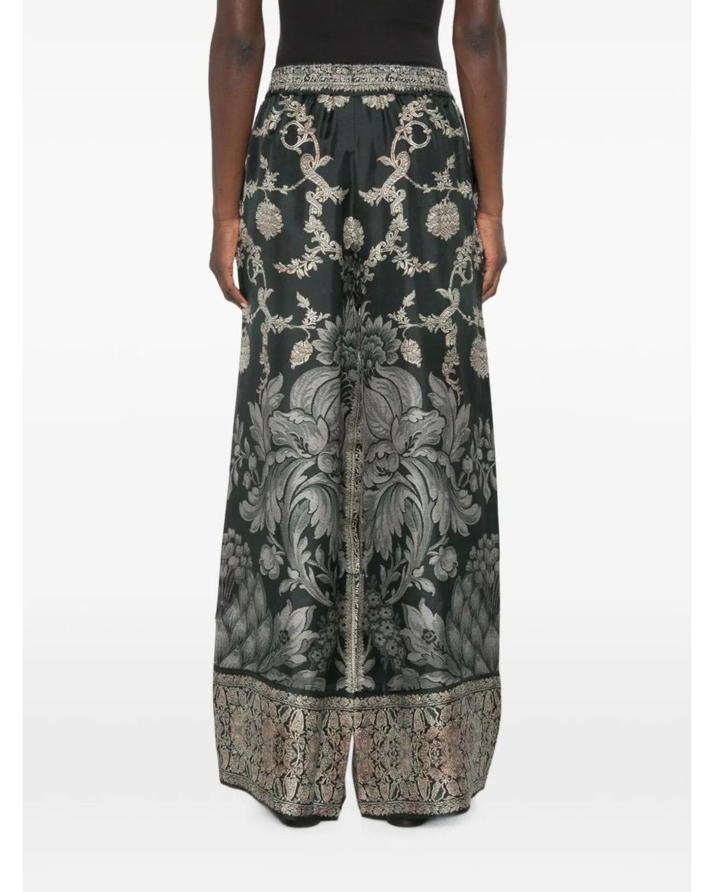 Pierre Louis Mascia Black Printed Silk Trousers