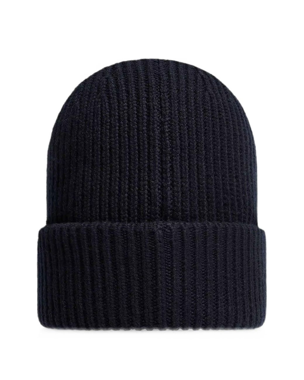 Moncler Blue Logo-Patch Ribbed-Knit Beanie Hat for men