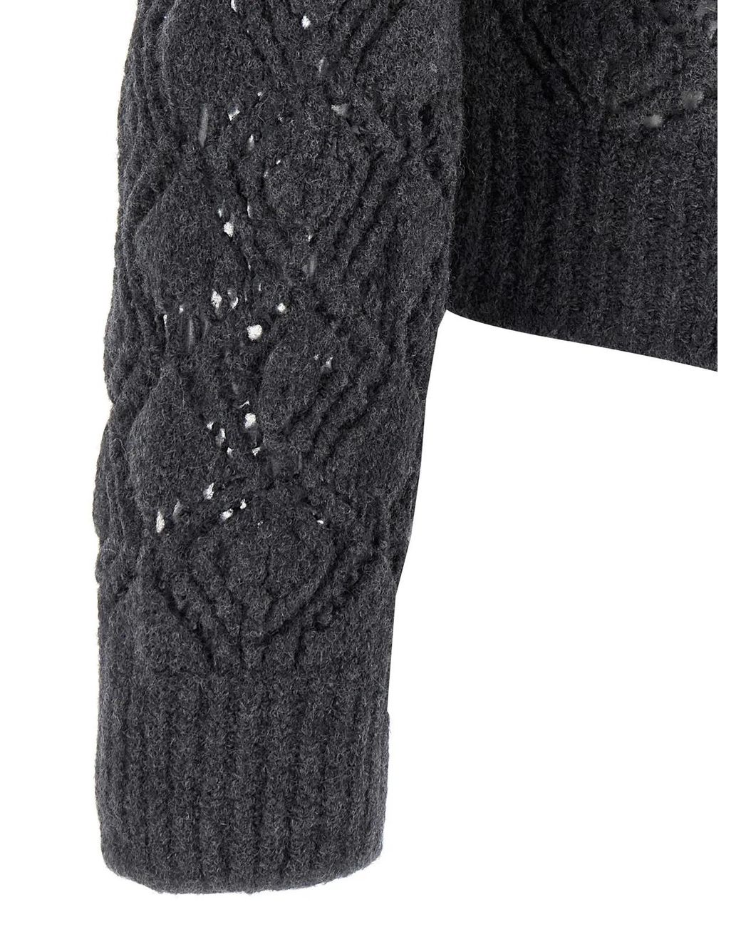 Jil Sander Black Openwork Wool Cardigan for men