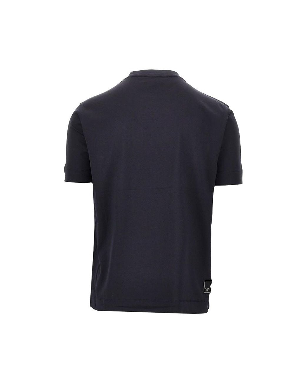 Emporio Armani Blue Lyocell And Cotton Blend T-Shirt With Logo for men