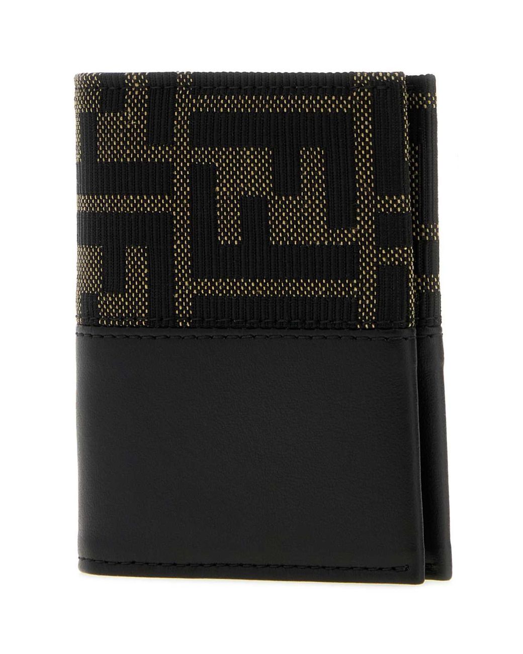 Fendi Black Jacquard And Leather Ff Card Holder for men