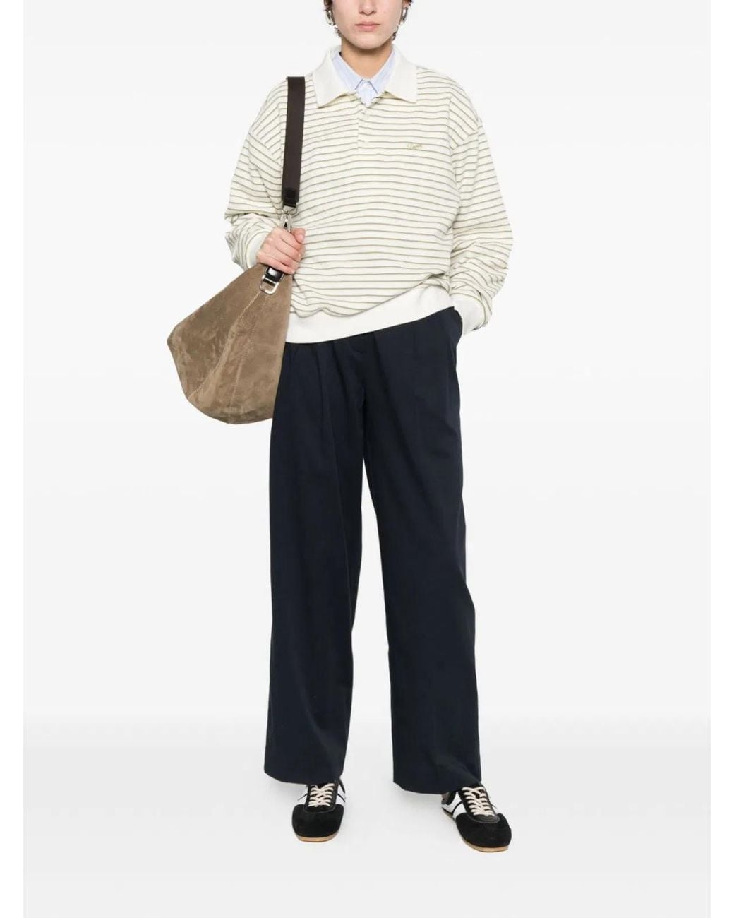 DUNST White Striped Cotton Polo Shirt