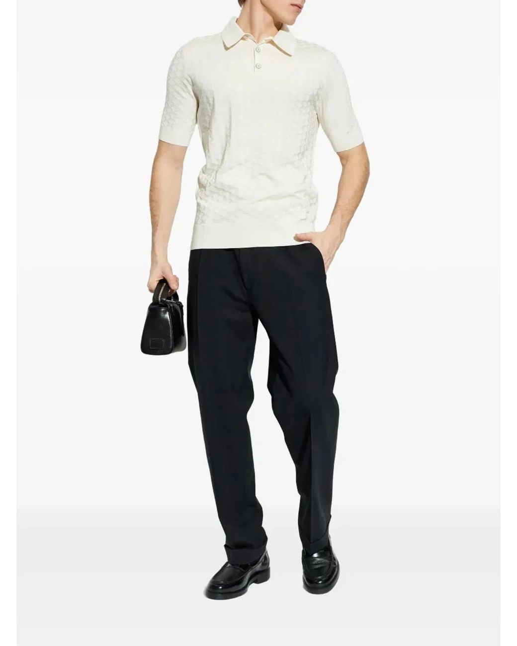 Dolce & Gabbana White Dolce & Gabbana Polo Neck Jumper S/S for men