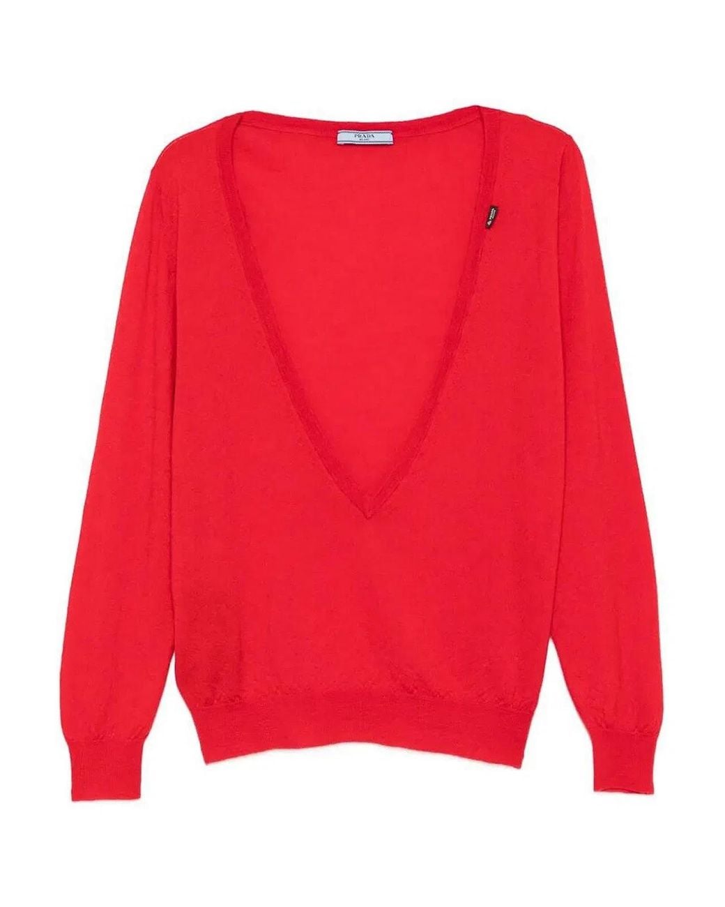 Prada Red Cashmere V Neck