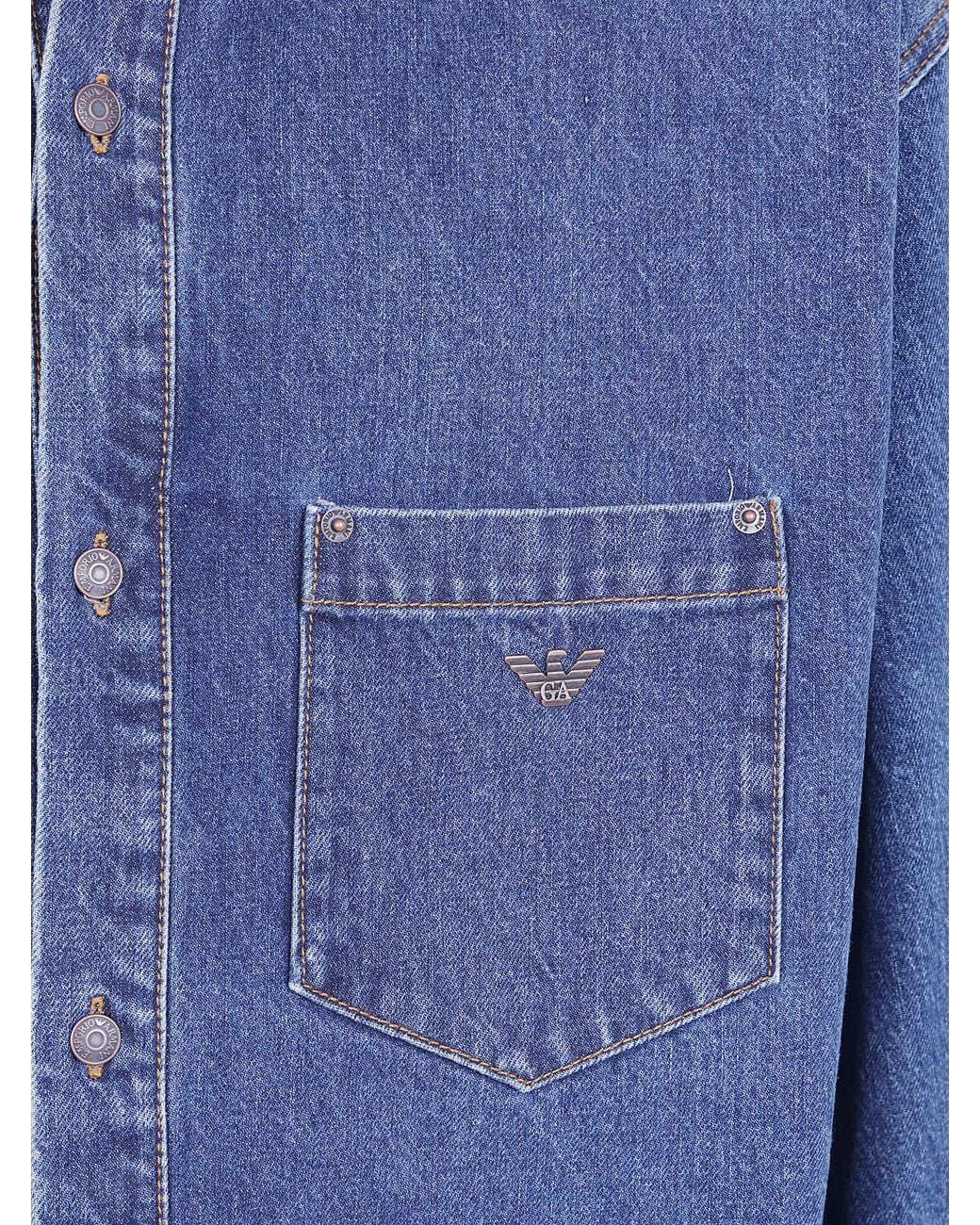 Emporio Armani Blue Denim Cotton Shirt for men