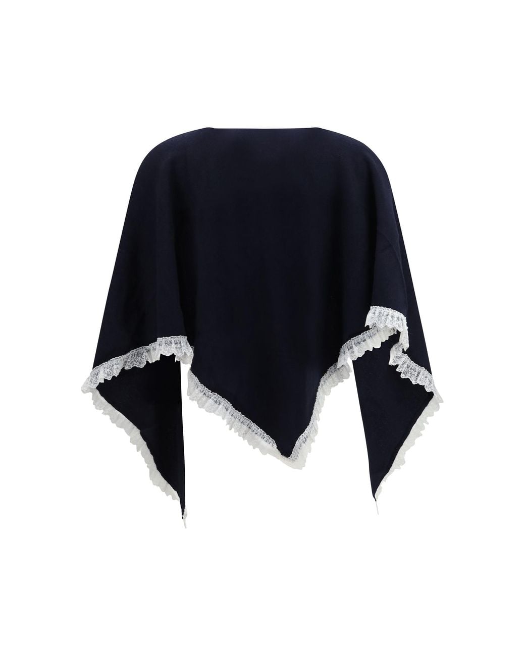 Ganni Blue Openwork Wool Cape