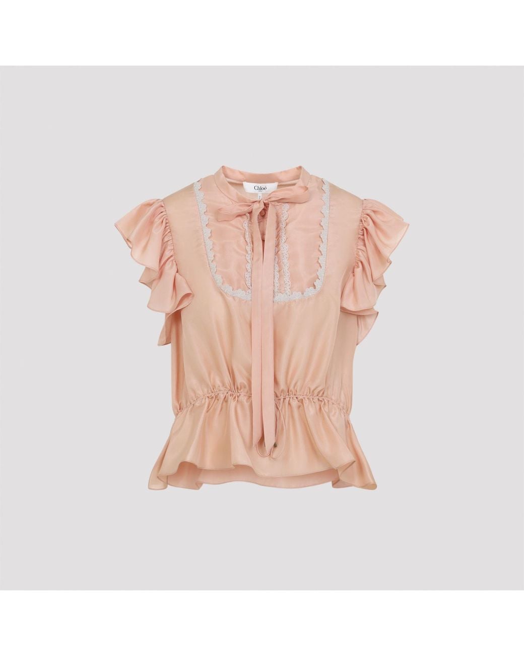 Chloé Pink Silk Rouched Top